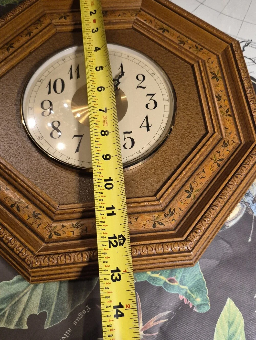 Oak Octagonal Wall Clock in Brown HOMCO
